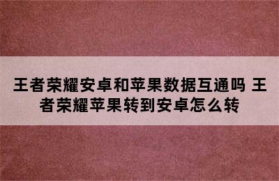 王者荣耀安卓和苹果数据互通吗 王者荣耀苹果转到安卓怎么转